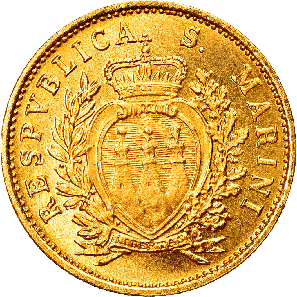 San Marino, Scudo, 1975, Rome, Gold, MS(60-62), KM:49