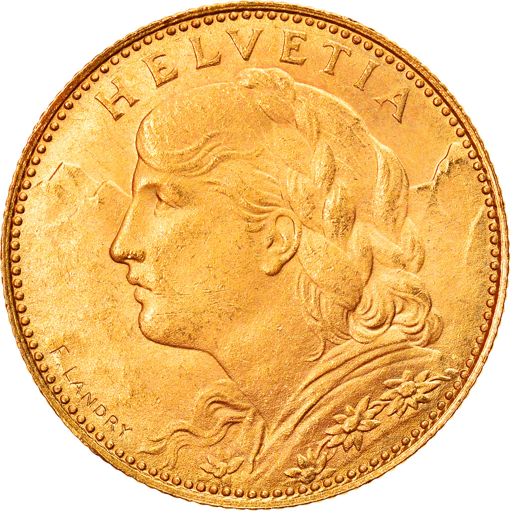 Coin, Switzerland, 10 Francs, 1922, Bern, MS(63), Gold, KM:36