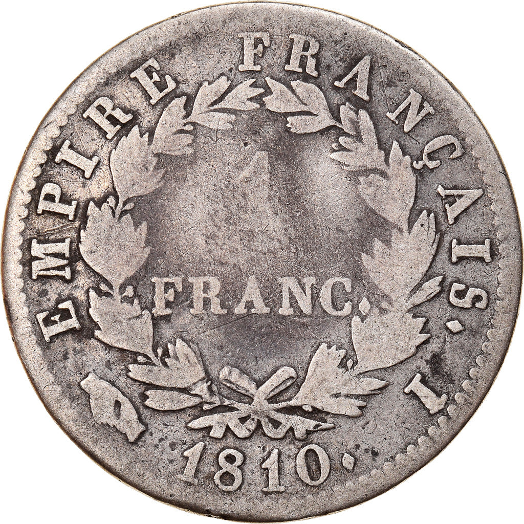 Moneta, Francja, Napoléon I, Franc, 1810, Limoges, VF(20-25), Srebro, KM:692.7
