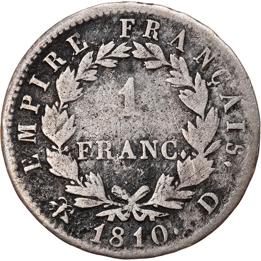 Monnaie, France, Napoléon I, Franc, 1810, Lyon, TB, Argent, KM:692.5