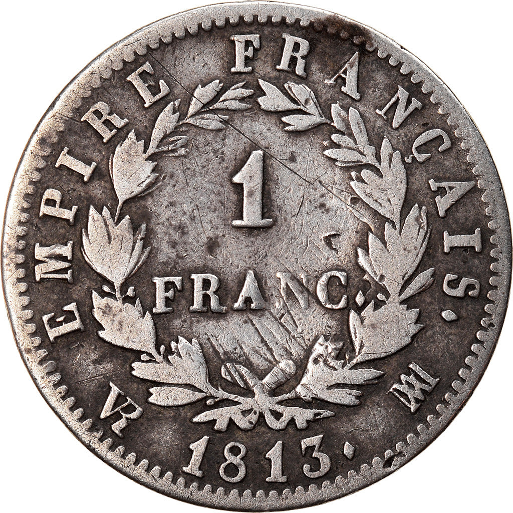 Moneda, Francia, Napoléon I, Franc, 1813, Marseille, BC+, Plata, KM:692.11