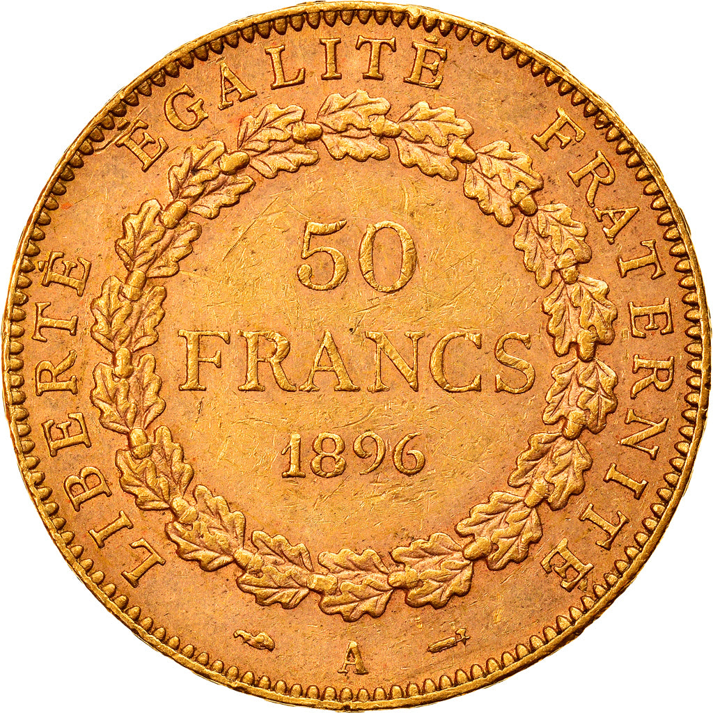 Francia, 50 Francs, Génie, 1896, Paris, Oro, PCGS, AU58, Gadoury:1113, KM:831