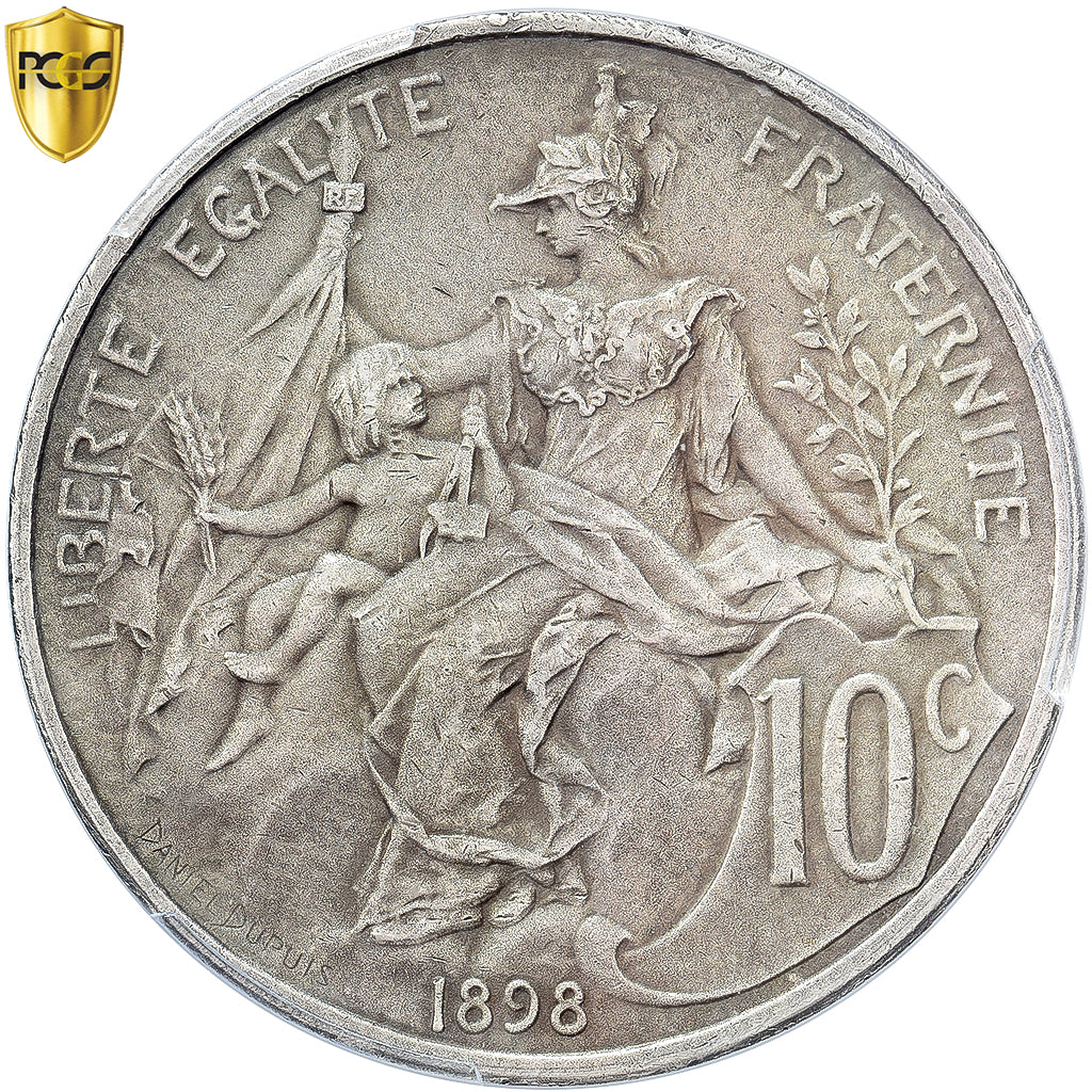 France, 10 Centimes, Daniel-Dupuis, 1898, Paris, Matte flan, Silver, PCGS, SP61