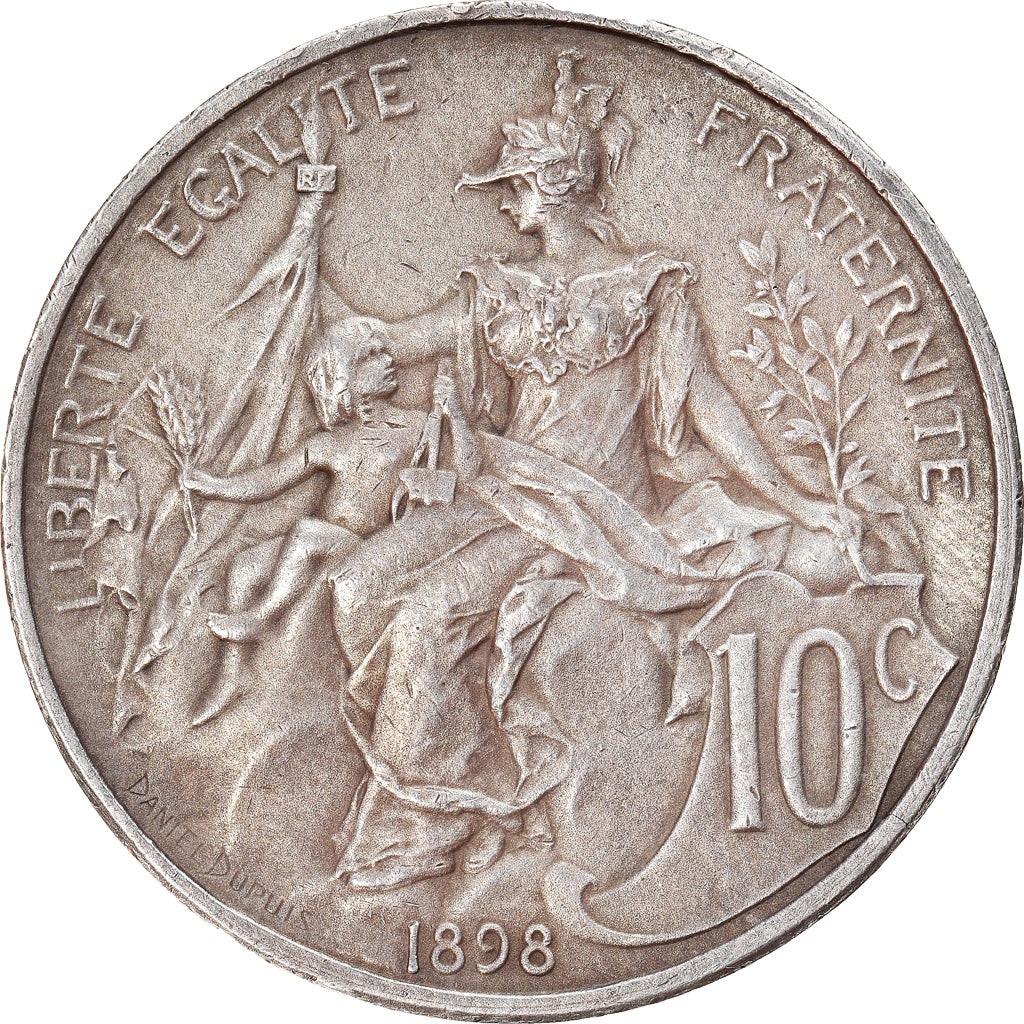 Francia, 10 Centimes, Daniel-Dupuis, 1898, Paris, Flan mat, Argento, PCGS, SP61