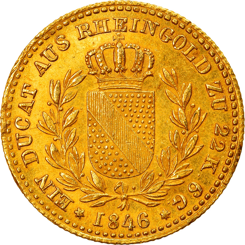 Grand Duchy of Baden, Leopold I, Ducat, 1846, Karlsruhe, Gold, PCGS, MS61