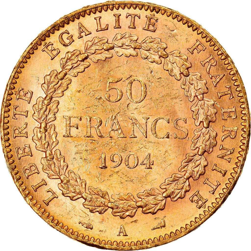 Francja, 50 Francs, Génie, 1904, Paris, Złoto, AU(50-53), Gadoury:1113, KM:831