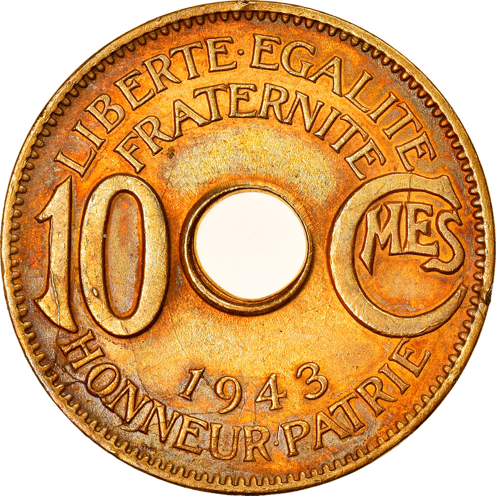 Monnaie, Afrique-Équatoriale française, 10 Centimes, 1943, SPL