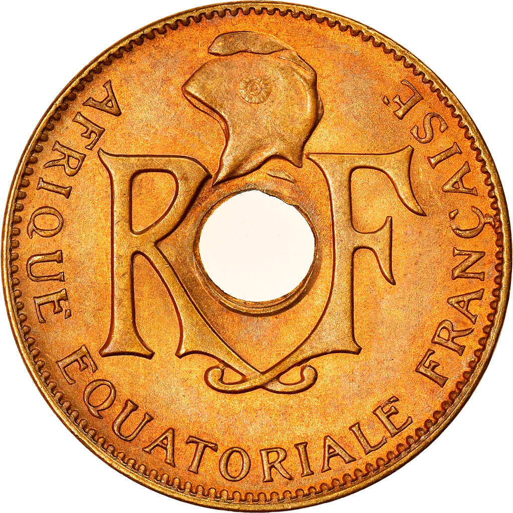 Französisch-Äquatorialafrika, 5 Centimes, 1943, Pretoria, Messing, PCGS, MS64