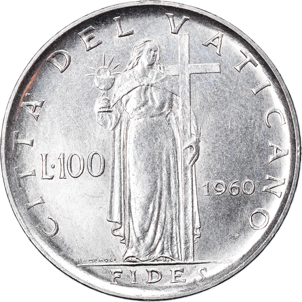 Moneta, CITTÀ DEL VATICANO, John XXIII, 100 Lire, 1960, Roma, SPL, Acciaio