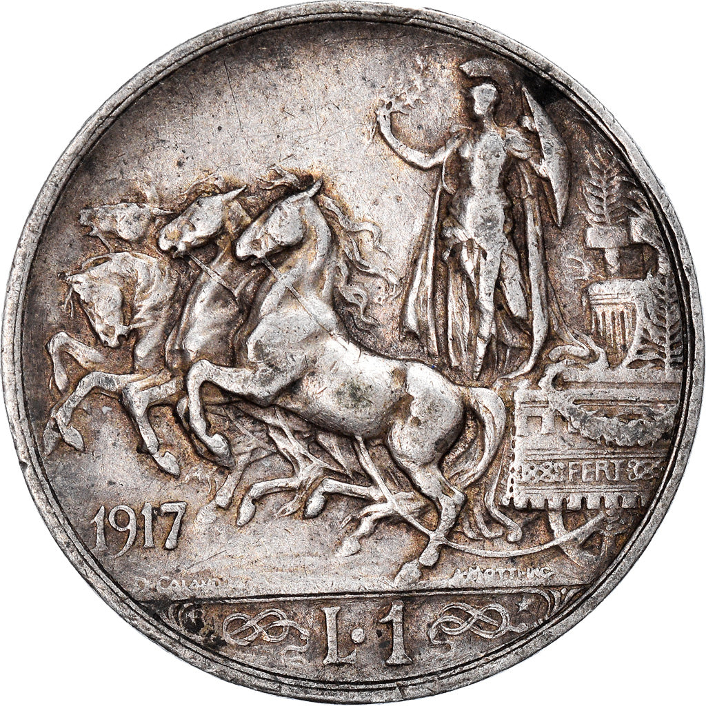 Munten, Italië, Vittorio Emanuele III, Lira, 1917, Rome, ZF, Zilver, KM:57