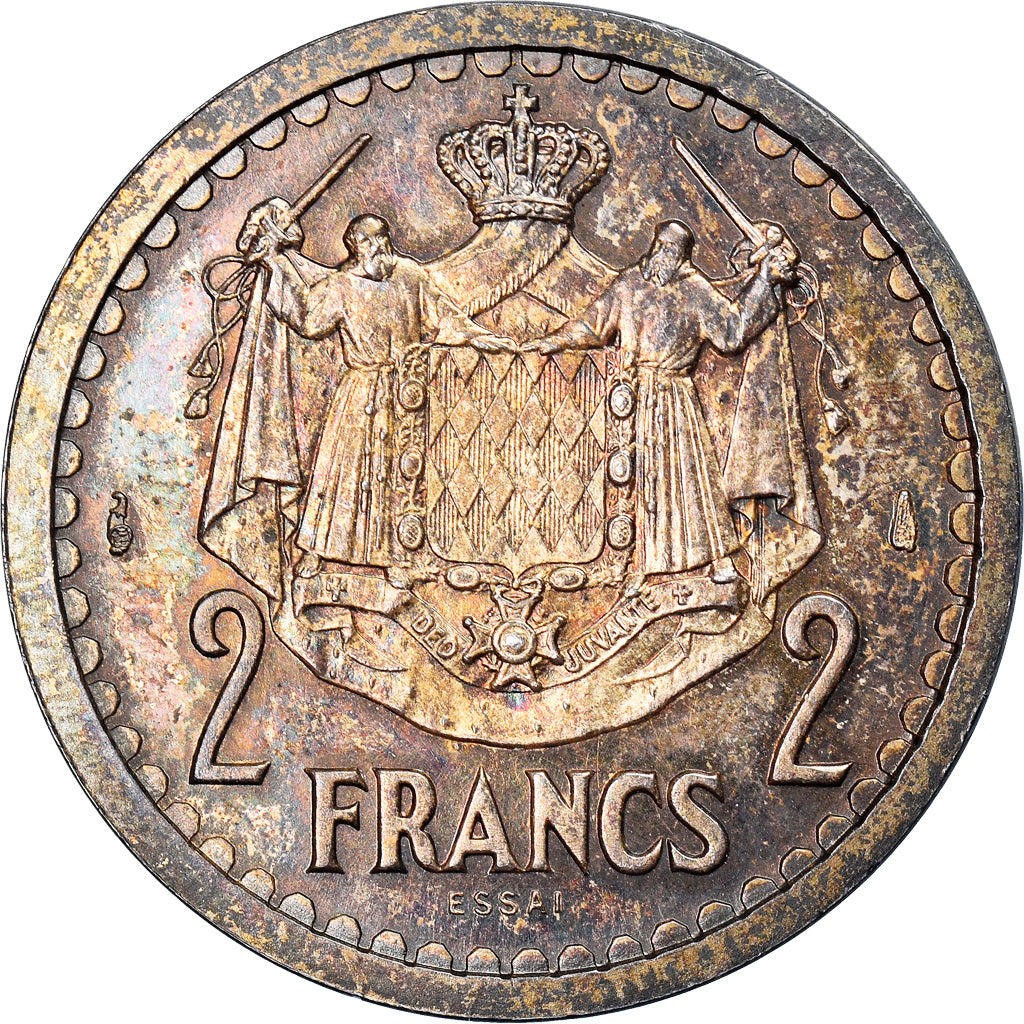 Monnaie, Monaco, 2 Francs, Undated (1943), ESSAI, SPL+, Argent, KM:E13