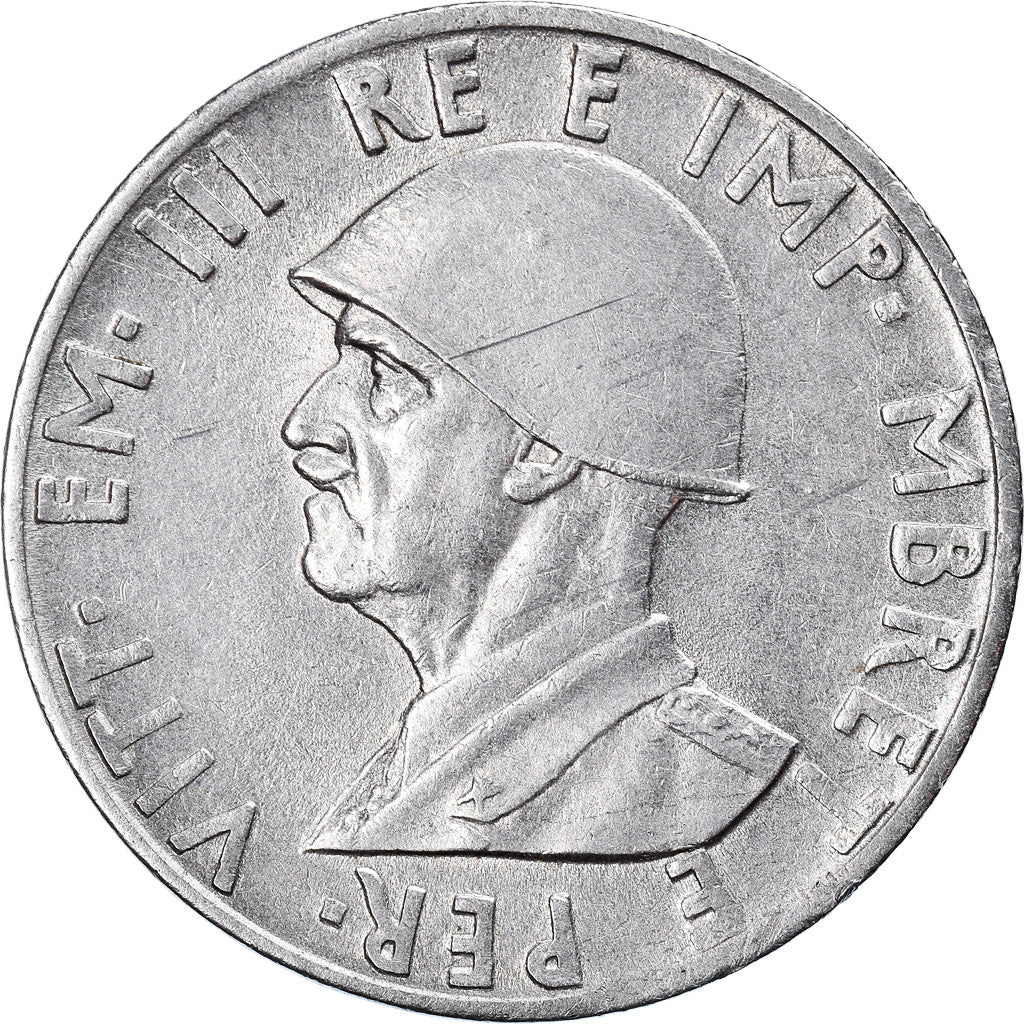 Coin, Albania, Vittorio Emanuele III, 0.50 Lek, 1940, Rome, AU(50-53), Stainless