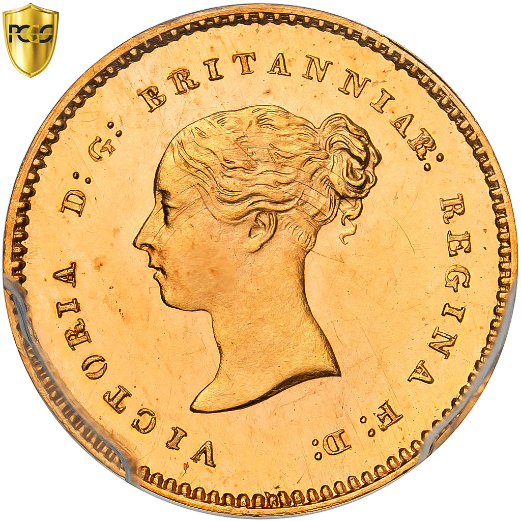 Gran Bretaña, 1/4 Sovereign, 1853, London, Prueba, Oro, PCGS, PR64DCAM