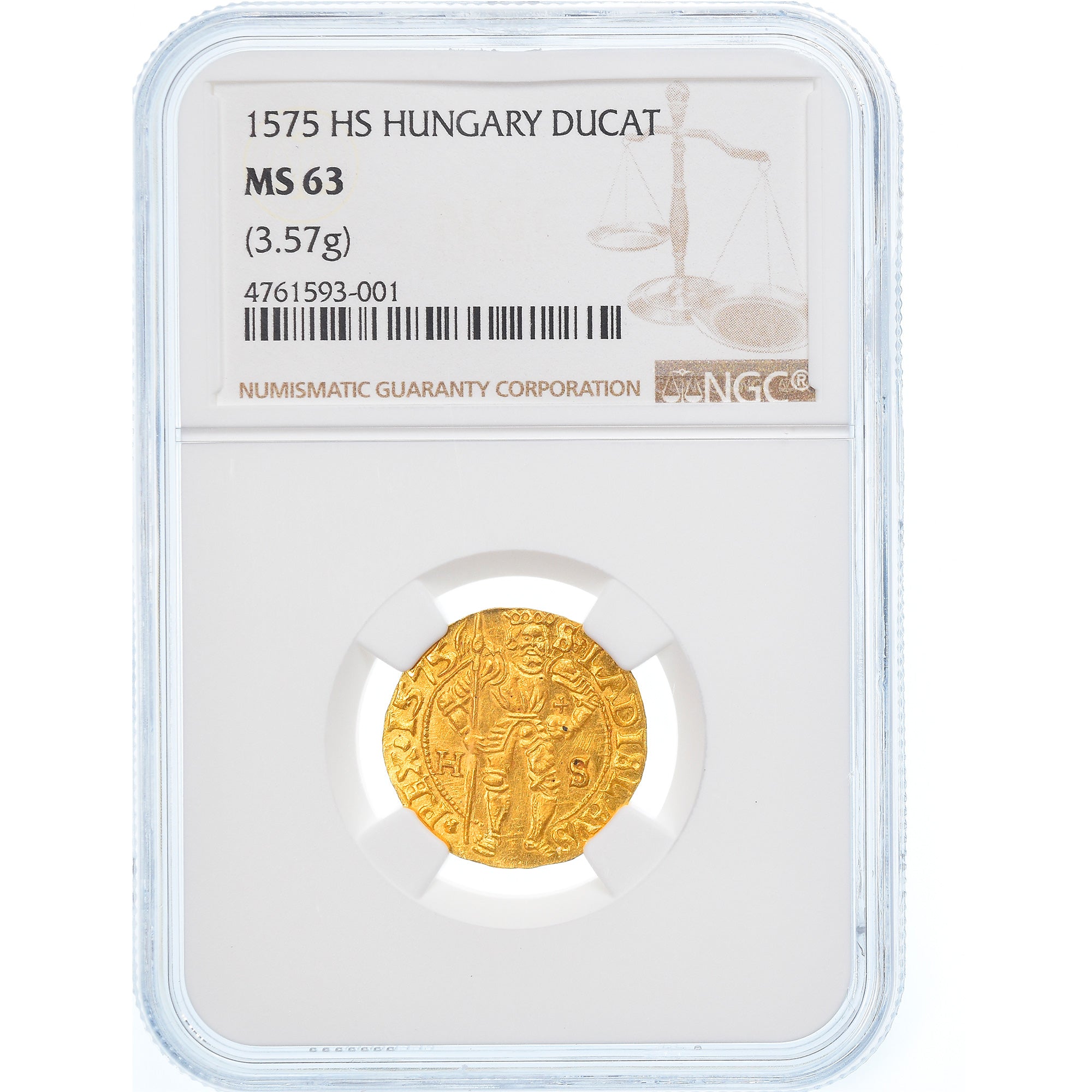 Ungheria, Maximilian II, Ducat, 1575, Košice, Extremely rare, Oro, NGC, MS63
