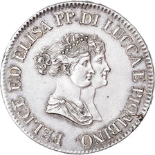 Moneta, STATI ITALIANI, LUCCA, Felix and Elisa, 5 Franchi, 1805, Firenze, SPL-