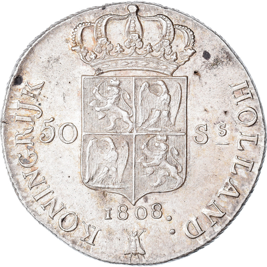 Coin, Netherlands, 50 Stuivers, 1808, Utrecht, Very rare, MS(60-62), Silver