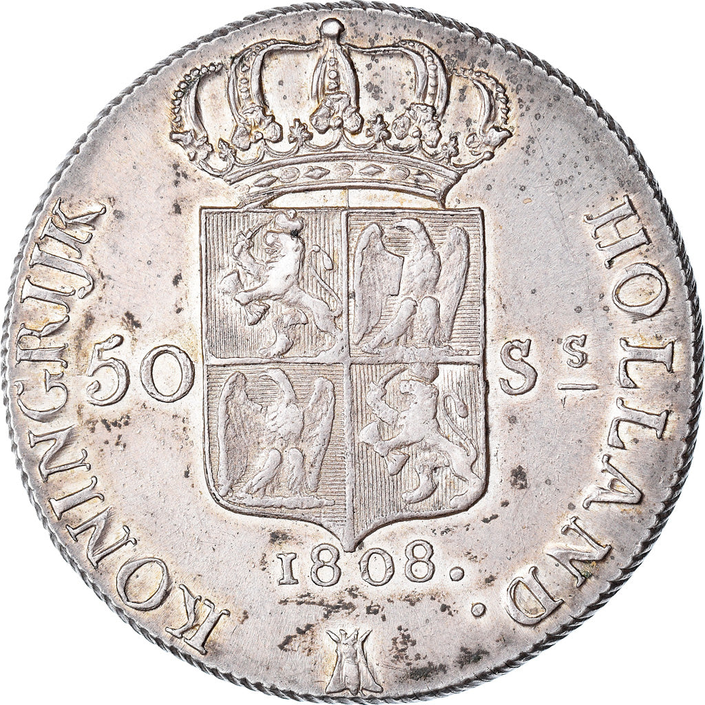 Kingdom of Holland, Louis Napoleon I, 50 Stuivers, 1808, Utrecht, Plata, MBC+