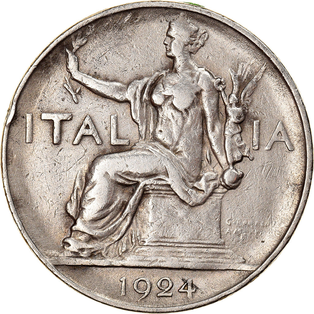 Münze, Italien, Vittorio Emanuele III, Lira, 1924, Rome, S+, Nickel, KM:62