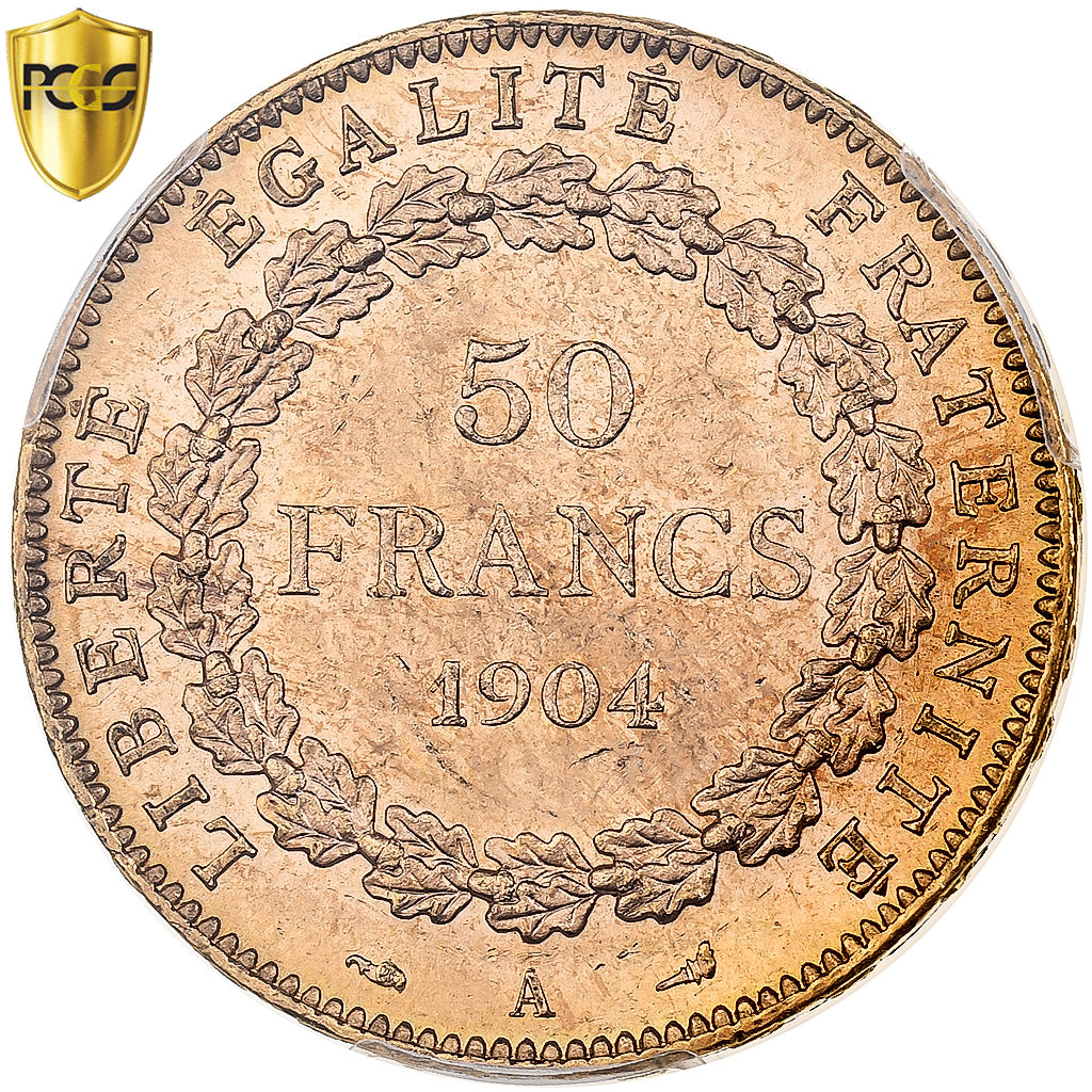 France, 50 Francs, Génie, 1904, Paris, Gold, PCGS, MS63, Gadoury:1113