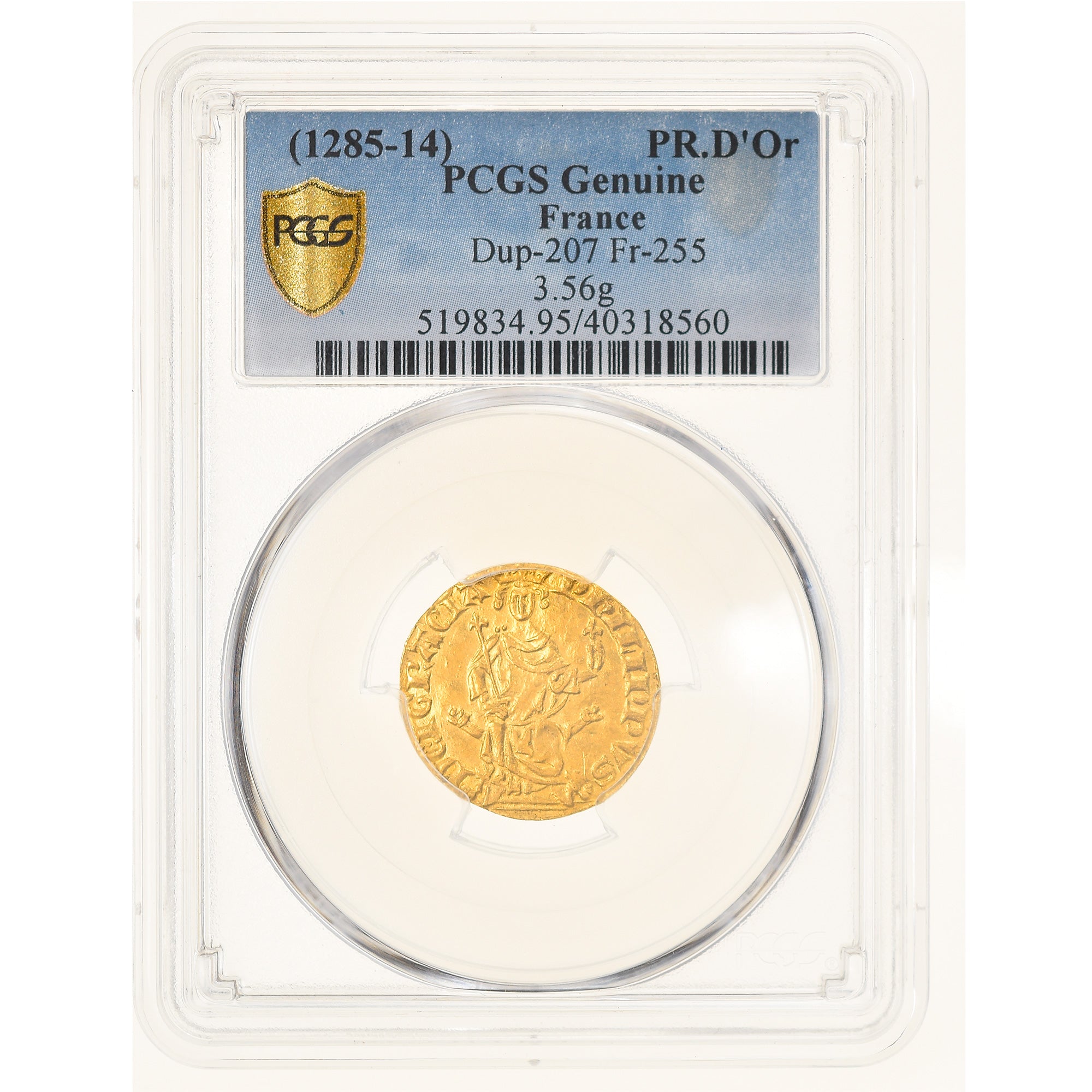 Francia, Philippe IV le Bel, Petit Royal d'or, 1290, Oro, PCGS, Genuine