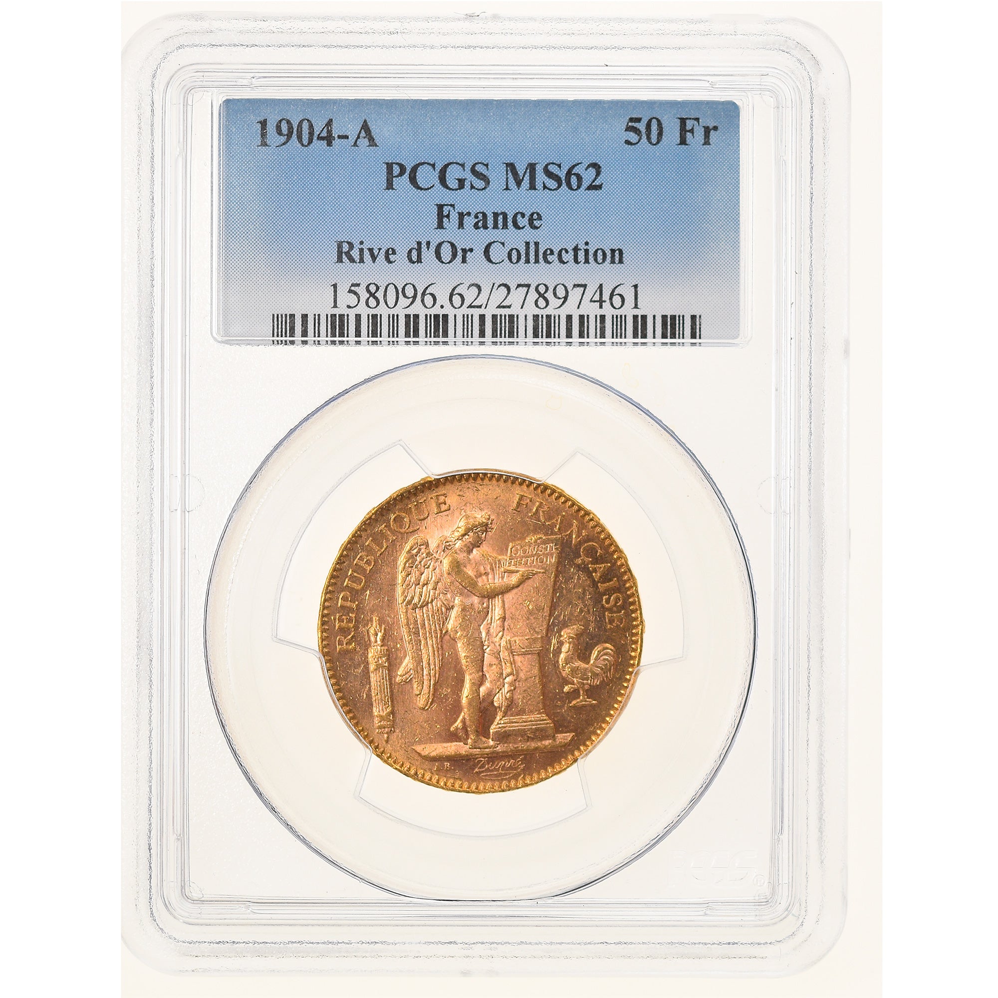 France, 50 Francs, Génie, 1904, Paris, Pedigree, Gold, PCGS, MS62