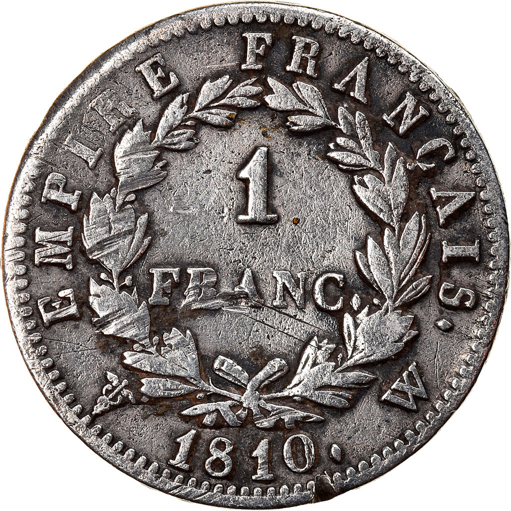 Moneta, Francja, Napoléon I, Franc, 1810, Lille, VF(30-35), Srebro, KM:692.16