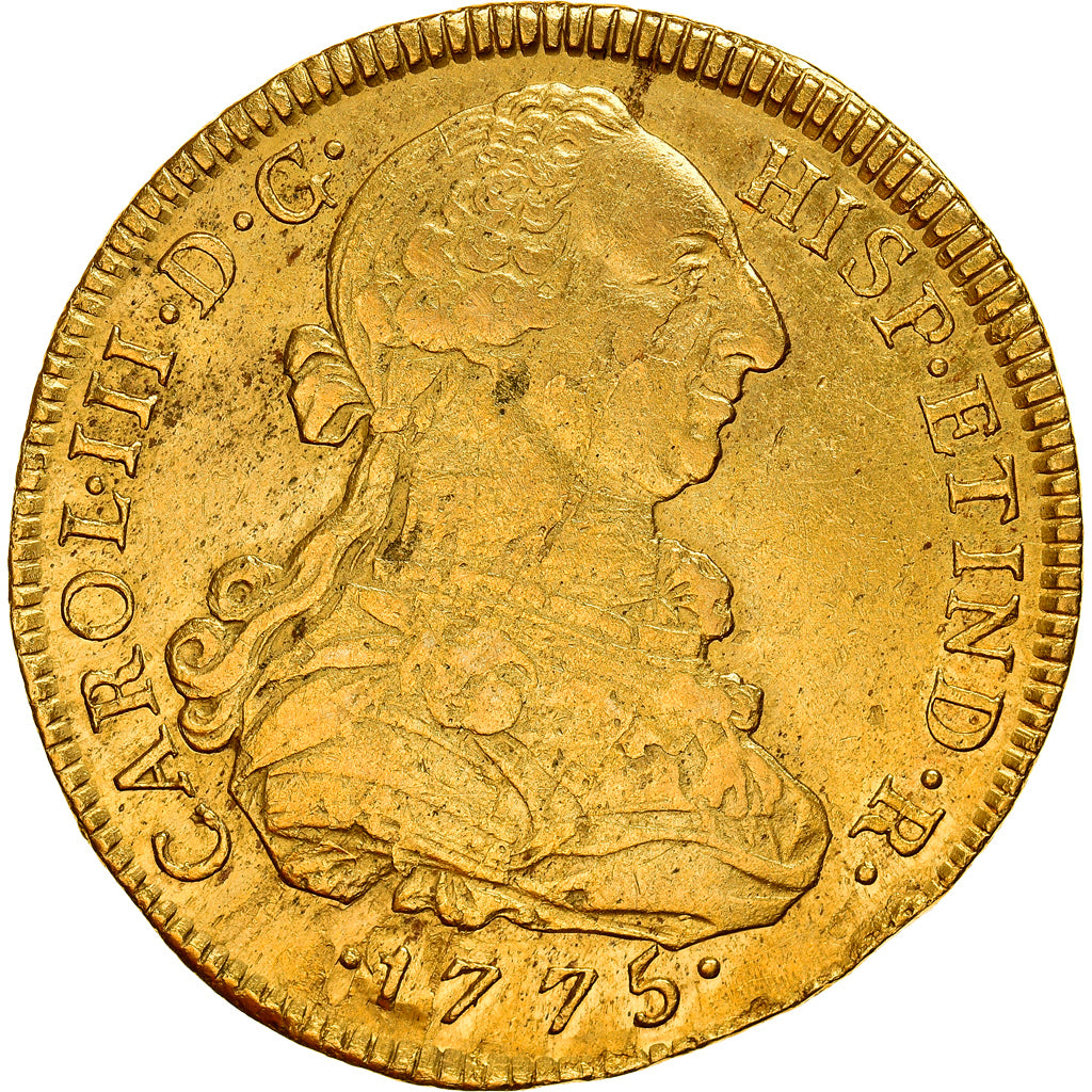Perú, Charles III, 8 Escudos, 1775, Lima, Oro, MBC+