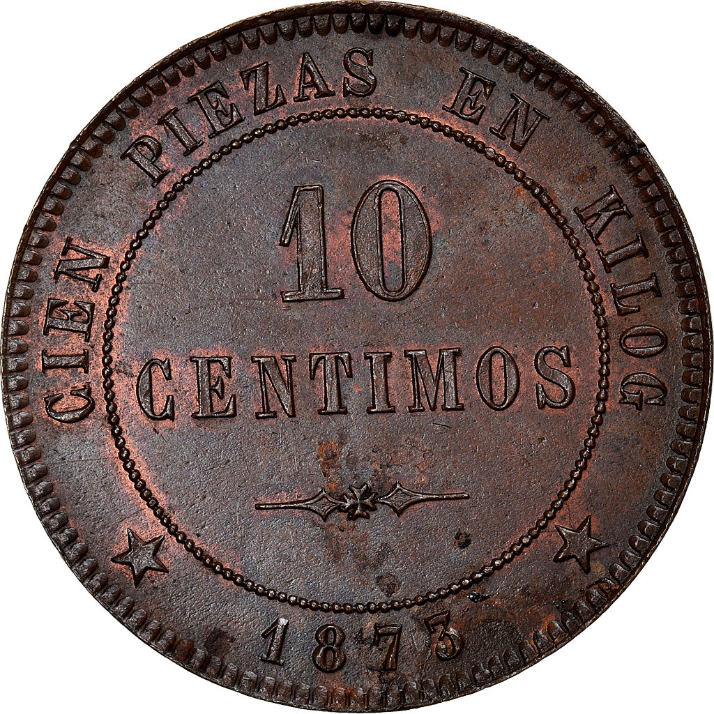 Andorra, 10 Centimos, 1873, Extremely rare, Copper, PCGS, Environmental Damage -