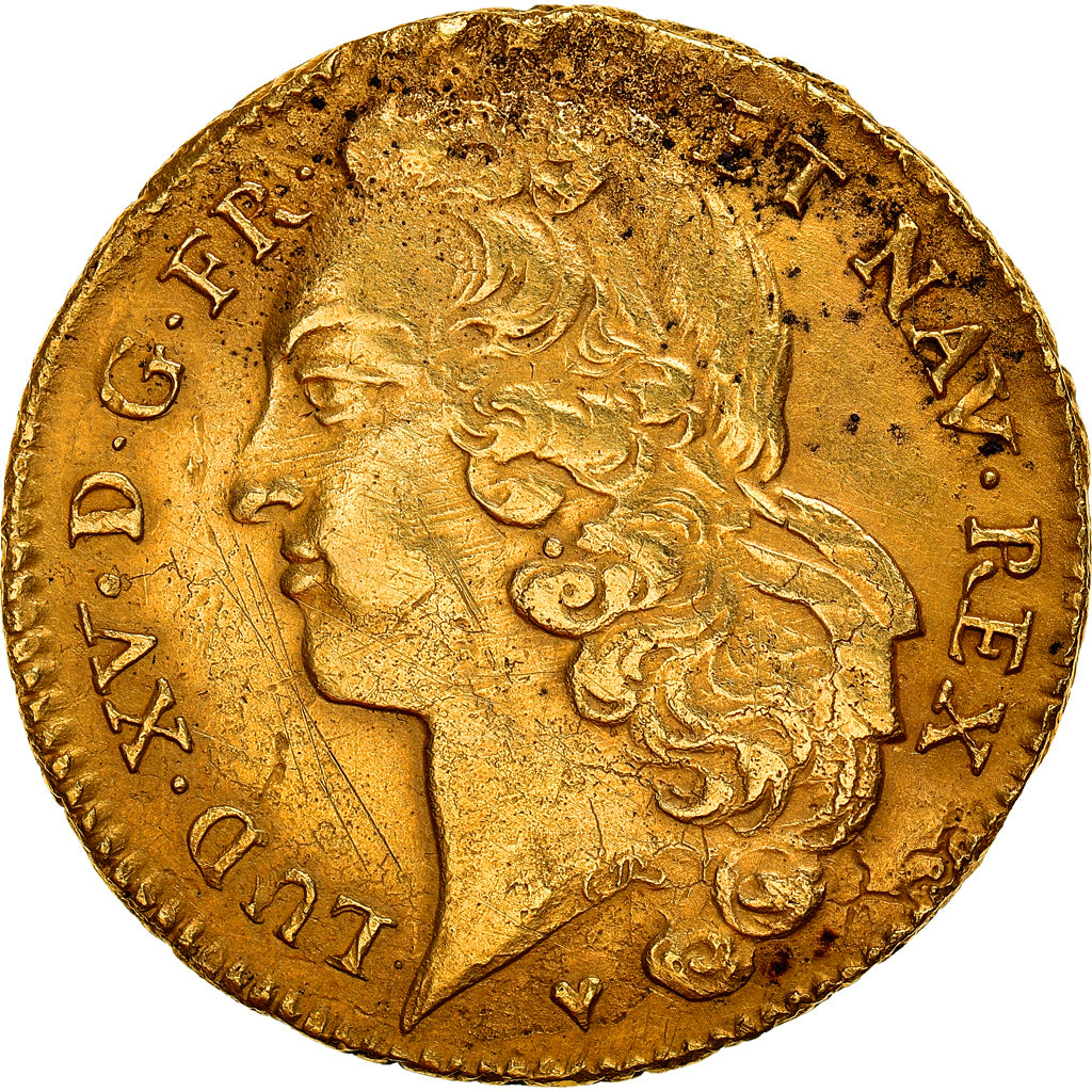 France, Louis XV, Double Louis d'or au bandeau, 1756/49, Strasbourg, Or, TTB