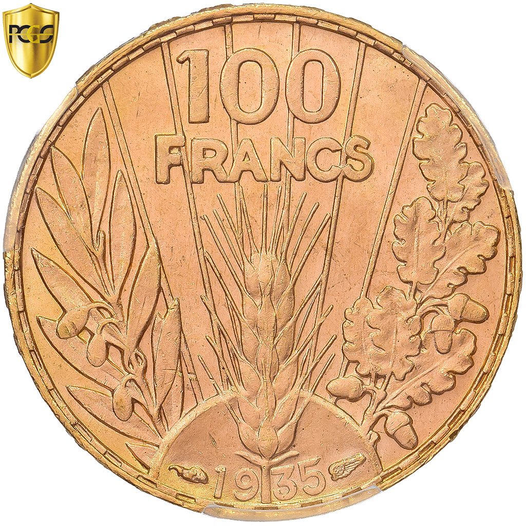 France, 100 Francs, Bazor, 1935, Paris, Gold, PCGS, MS64, Gadoury:1148, KM:880