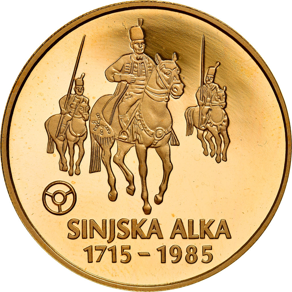 Jugoslávia, 40000 Dinara, Sinjska Alka, 1985, Proof, Dourado, PCGS, PR67DCAM