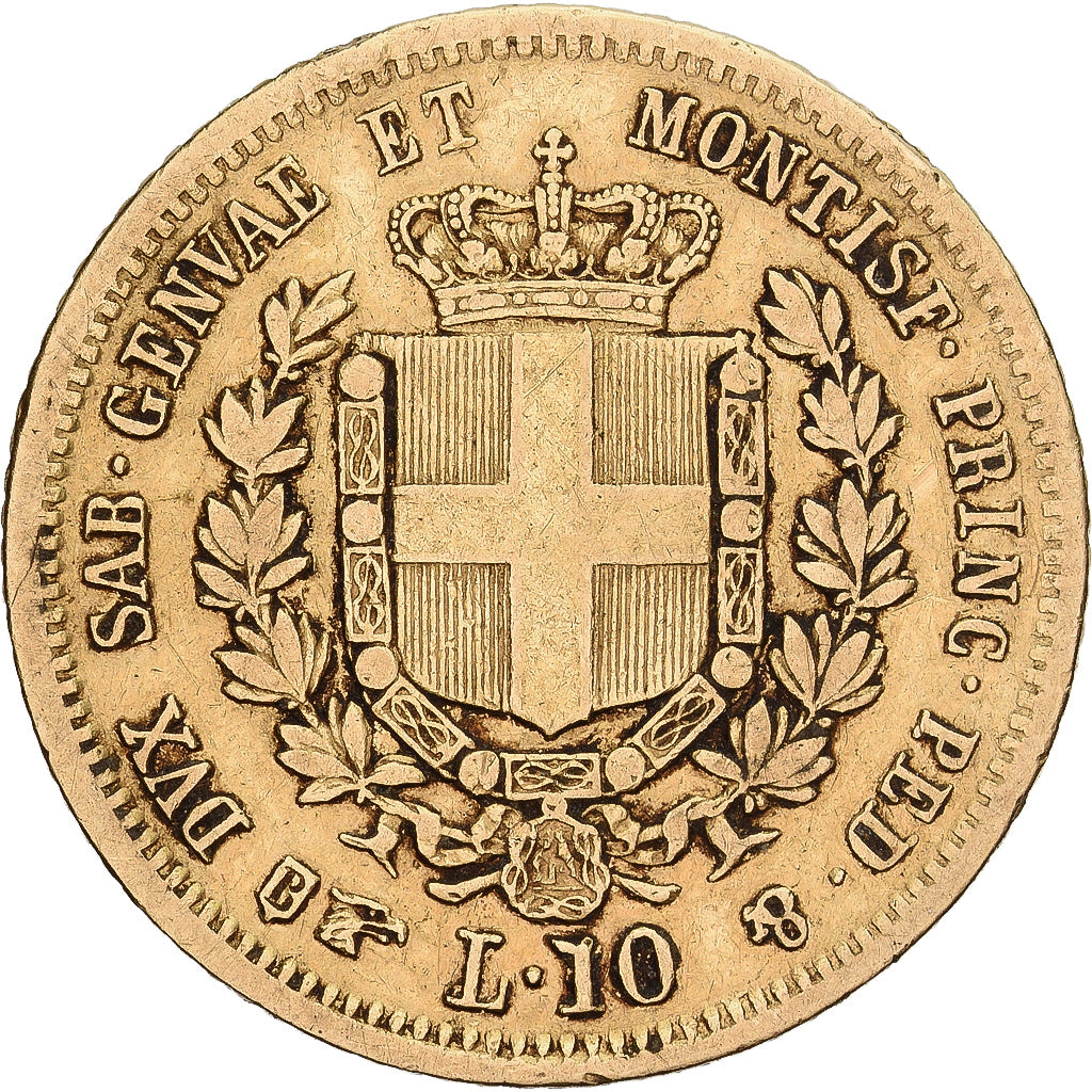 Kingdom of Sardinia, Vittorio Emanuele II, 10 Lire, 1853, Torino, Bardzo
