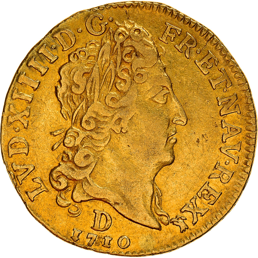 France, Louis XIV, 1/2 Louis d'or au Soleil, 1710, Lyon, Or, TTB+, Gadoury:243