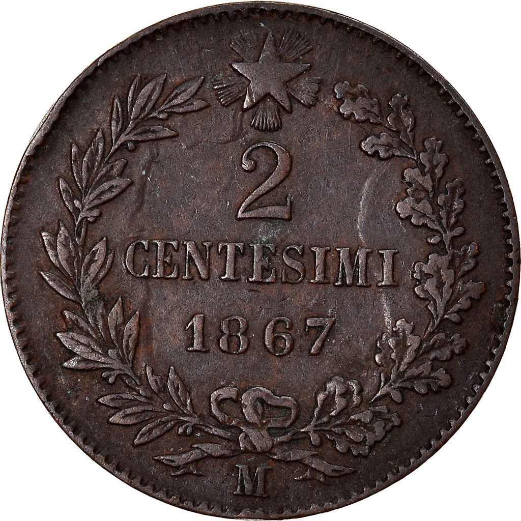 Münze, Italien, Vittorio Emanuele II, 2 Centesimi, 1867, Milan, SS, Kupfer