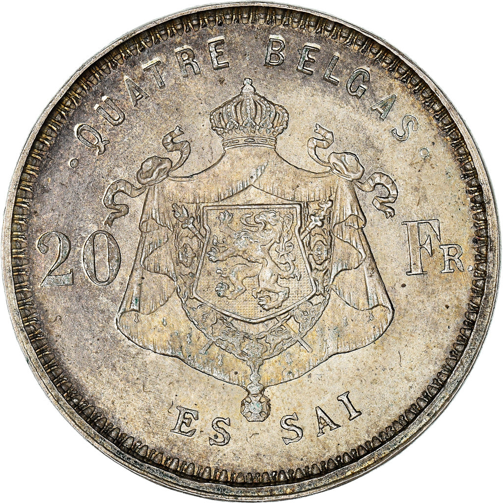 Coin, Belgium, 20 Francs/4 Belgas, Brussels, Proof, MS(64), Argent