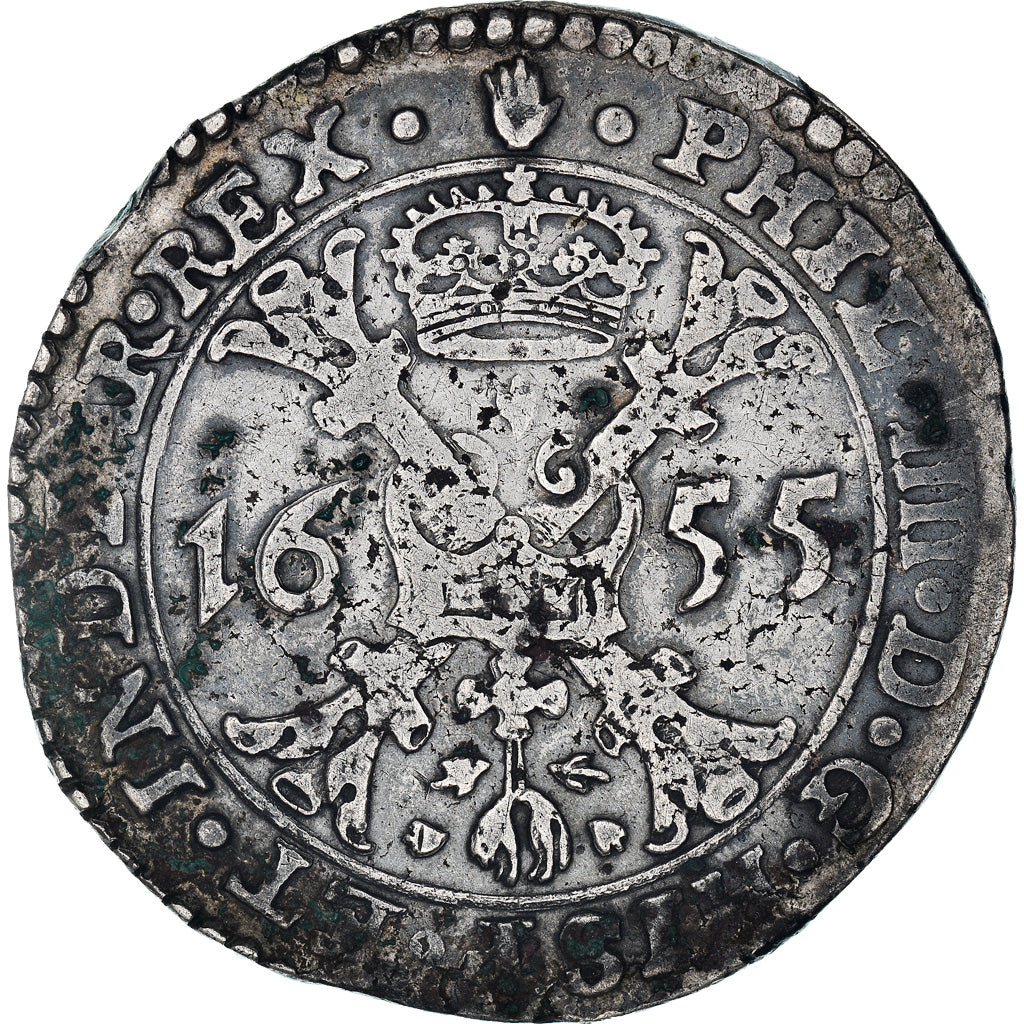 Munten, Lage Spaanse landen, Filip IV, Patagon, 1655, Antwerp, ZF, Zilver