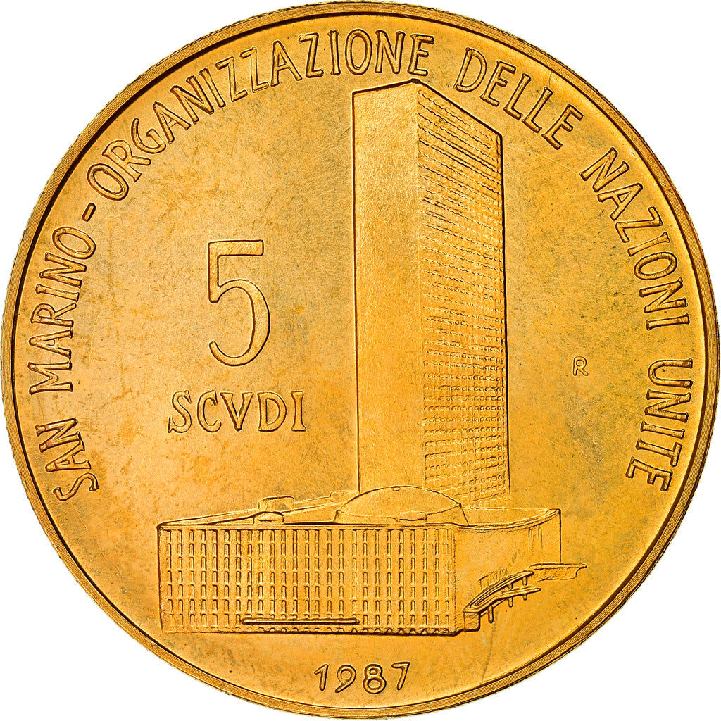 Moneta, San Marino, 5 Scudi, 1987, FDC, Oro, KM:215