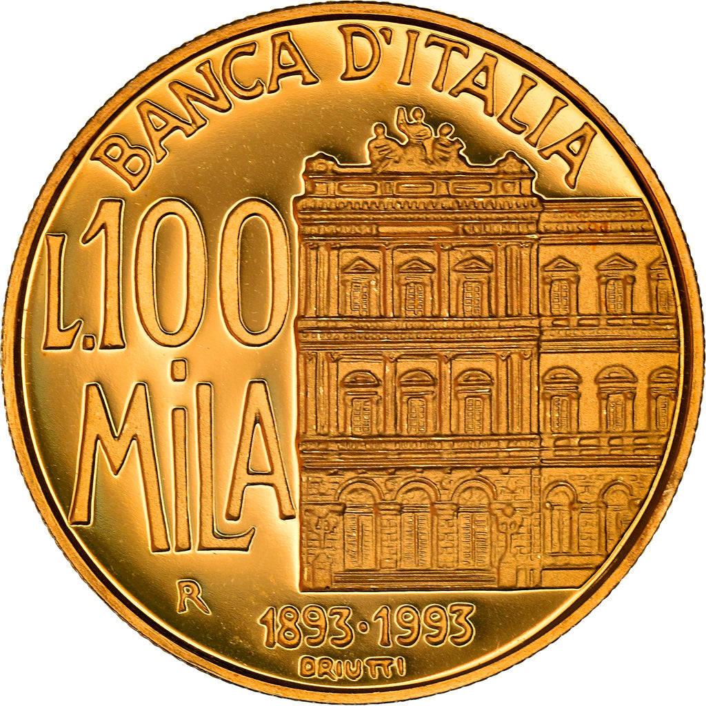Italie, 100000 Lire, Centenaire - Banqu d'Italie, 1993, Rome, Or, PCGS, PR66DCAM