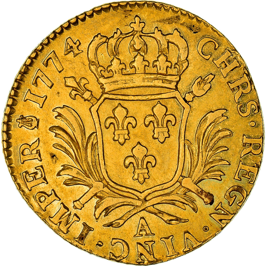 France, Louis XVI, Louis d'or aux palmes, 1774, Paris, Or, TTB, Gadoury:358