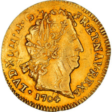 France, Louis XIV, Louis d'or aux insignes, 1704, Rouen, Réformé, Or, TB+