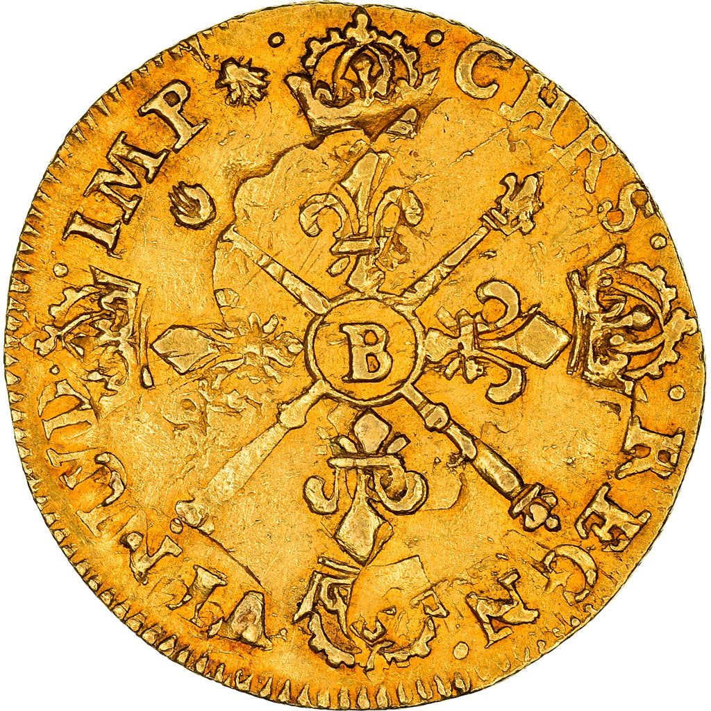 France, Louis XIV, Louis d'or aux insignes, 1704, Rouen, Réformé, Or, TB+
