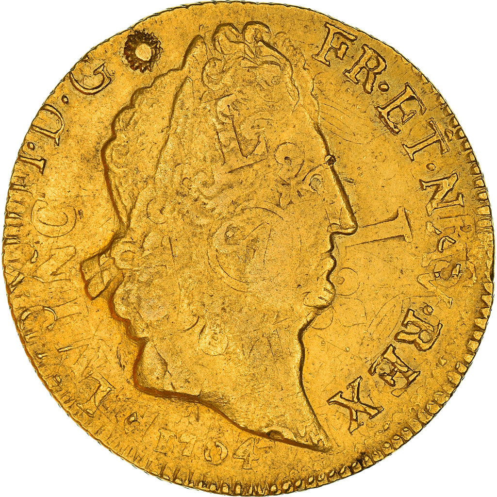 Francia, Louis XIV, Double louis d'or aux insignes, 1704, Aix, reformed, Oro
