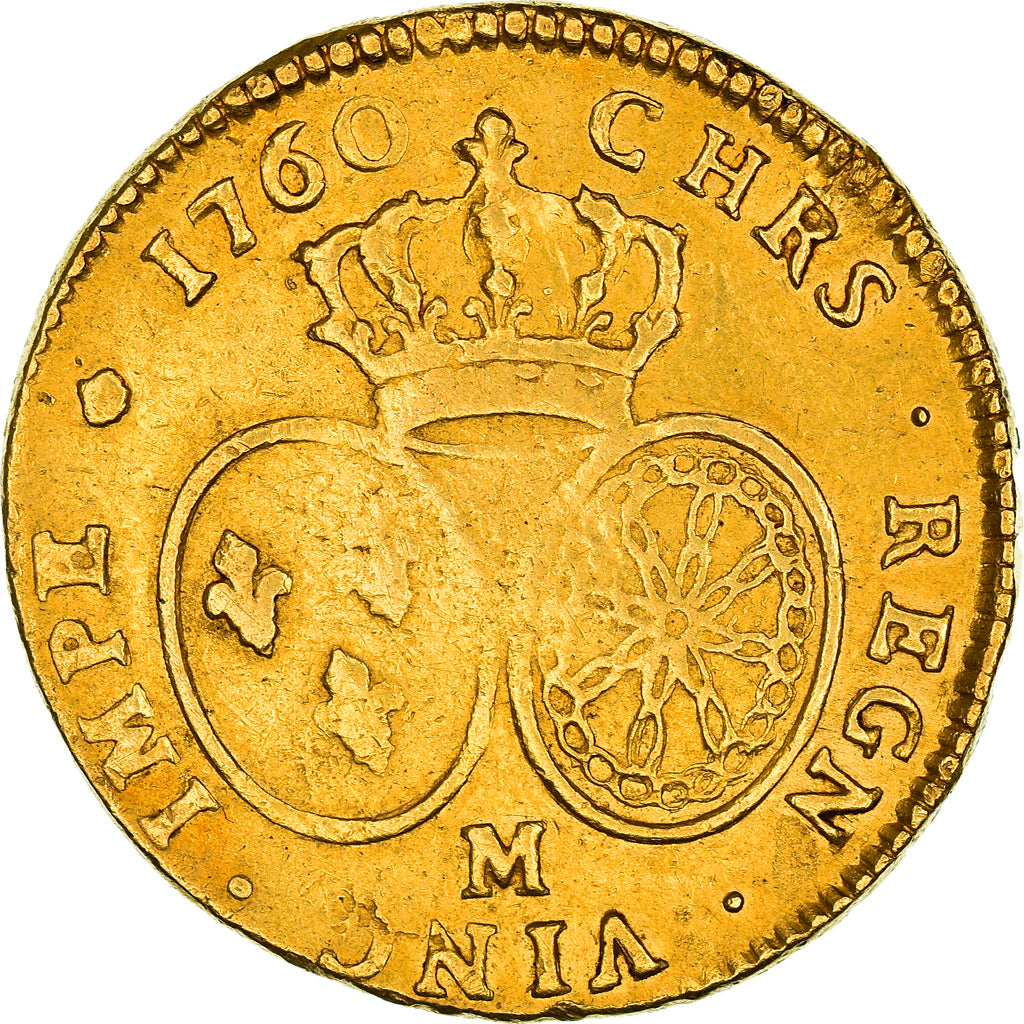 France, Louis XV, Double Louis d'or au bandeau, 1760, Toulouse, Or, TB+