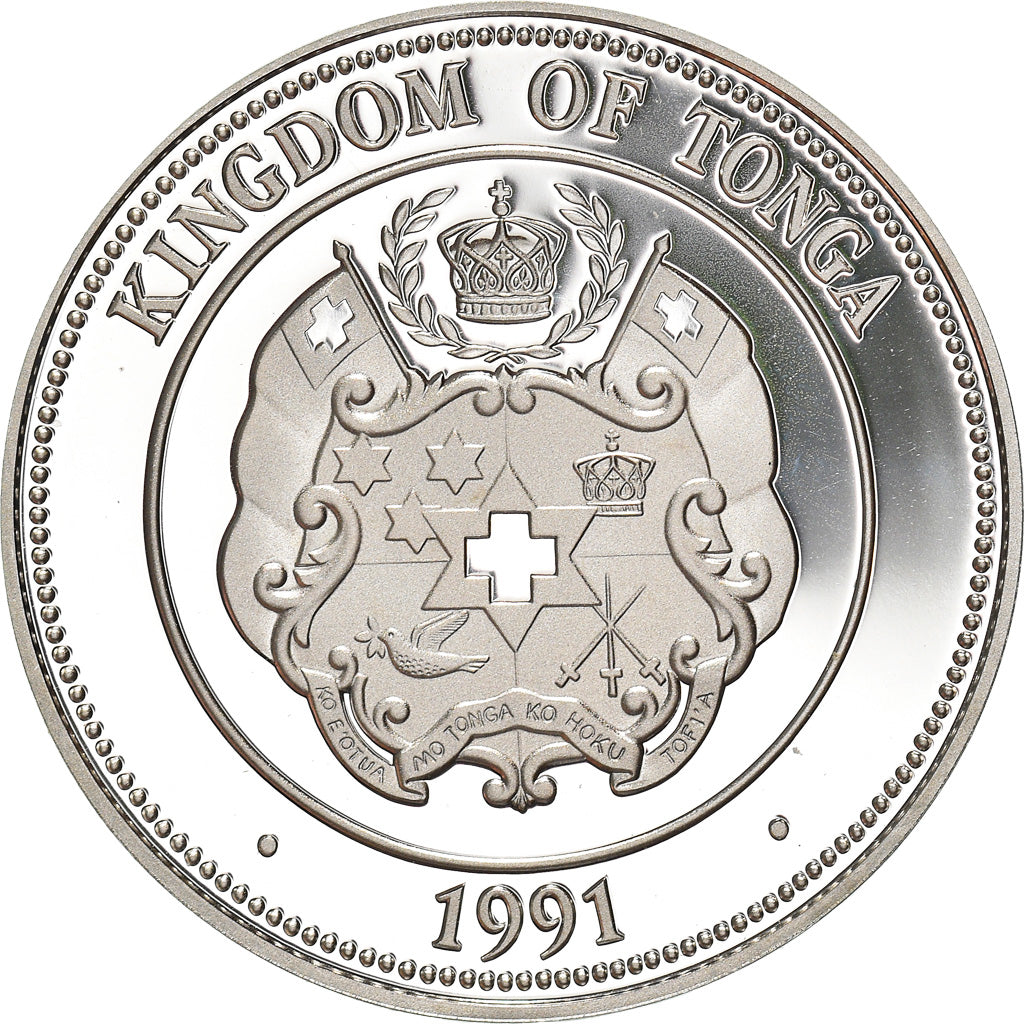 Coin, Tonga, King Taufa'ahau Tupou IV, Pa'anga, 1991, MS(65-70), Silver, KM:140