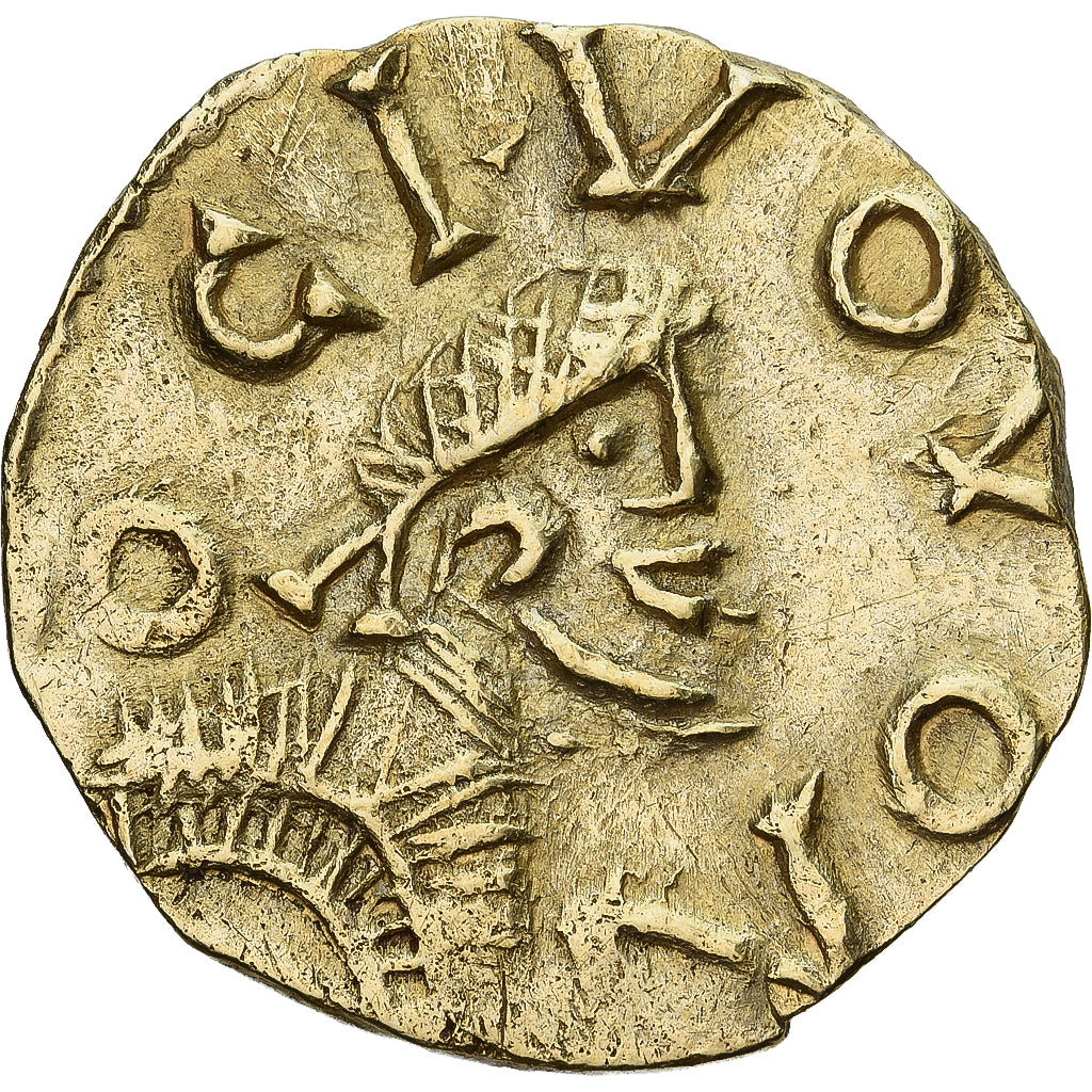 França, Domoaldo, Triens, 620-675, Neuvy, Dourado, AU(55-58), Belfort:Manque