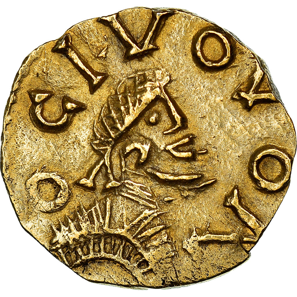 França, Domoaldo, Triens, 620-675, Neuvy, Dourado, AU(55-58), Belfort:Manque