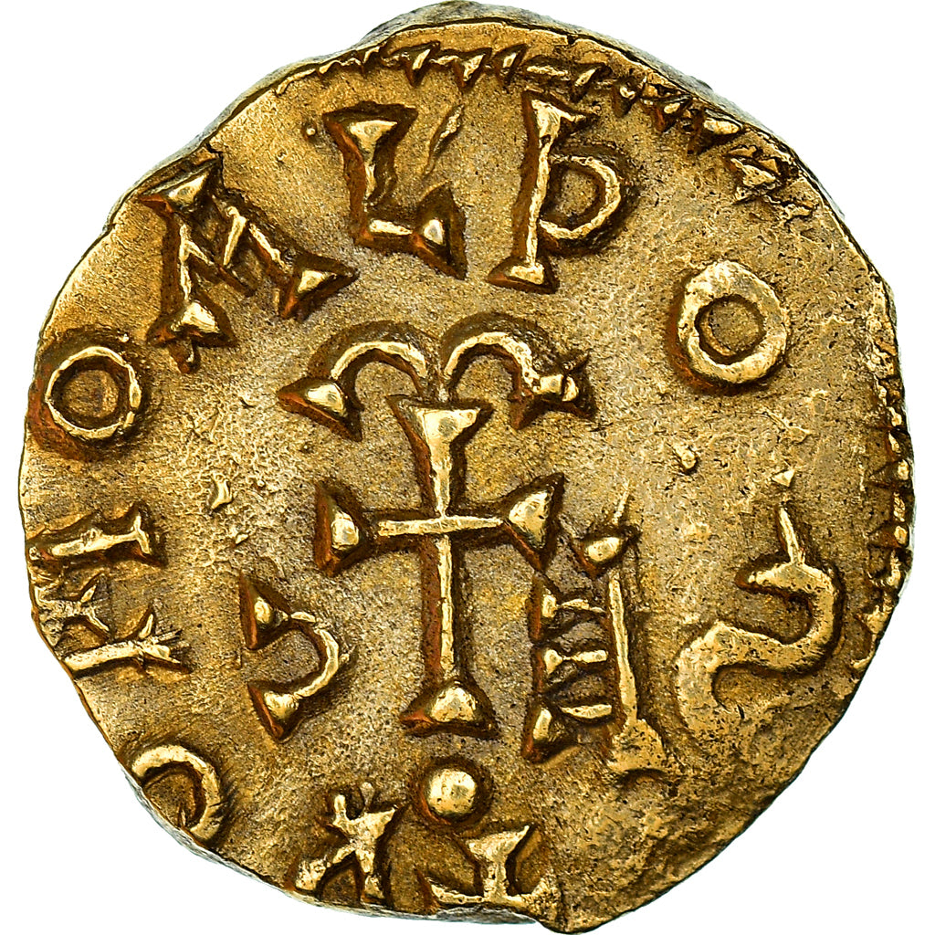 França, Domoaldo, Triens, 620-675, Neuvy, Dourado, AU(55-58), Belfort:Manque