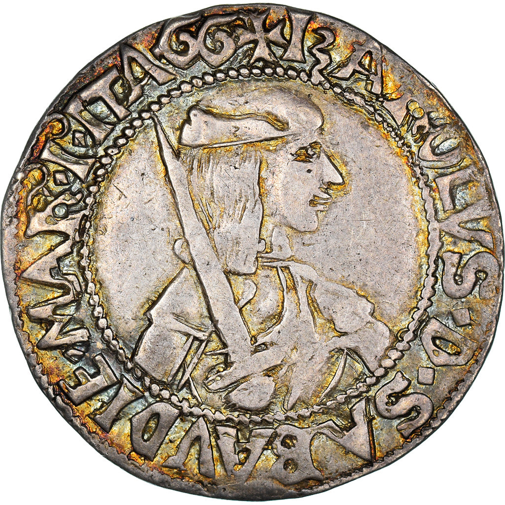 Duchy of Savoy, Carlo I, Testone, 1482-1490, Cornavin, Prata, VF(30-35)