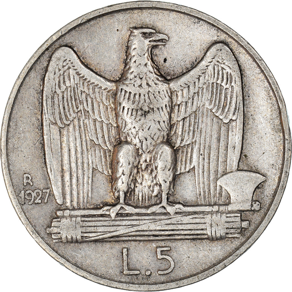 Coin, Italy, Vittorio Emanuele III, 5 Lire, 1927, Rome, EF(40-45), Silver