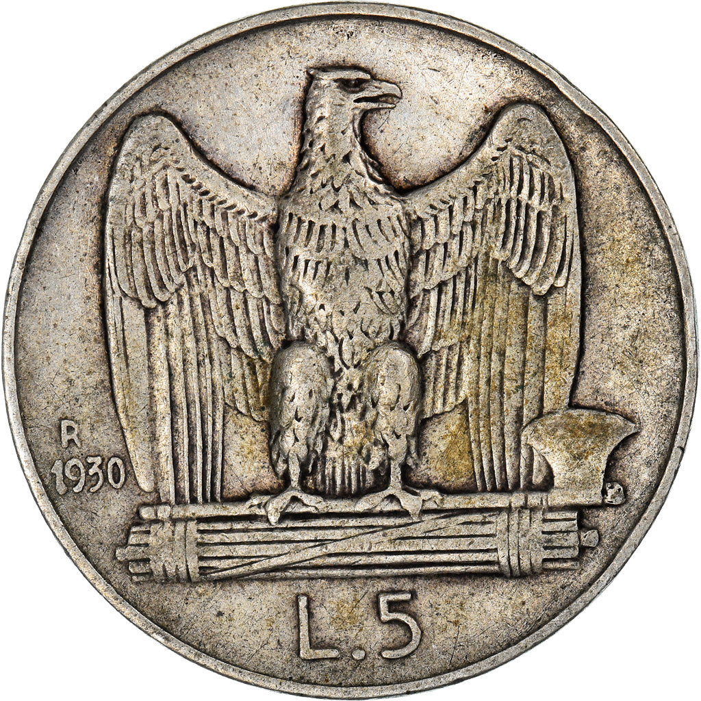 Coin, Italy, Vittorio Emanuele III, 5 Lire, 1930, Rome, VF(30-35), Silver